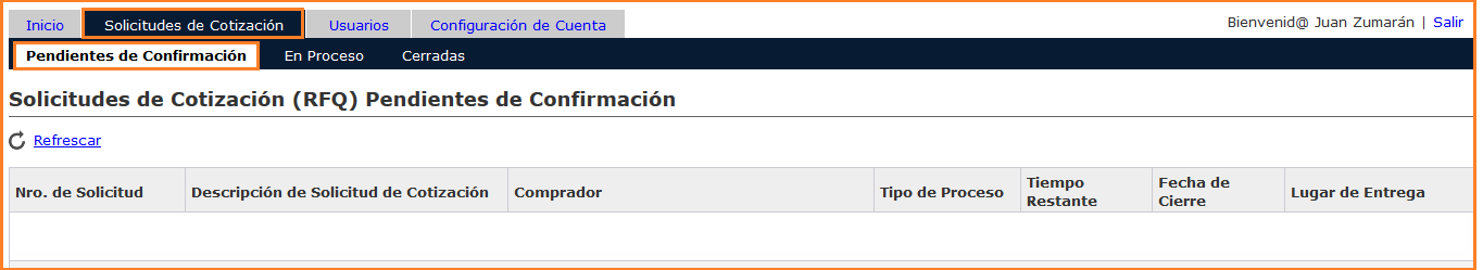 solicitudes de cotización